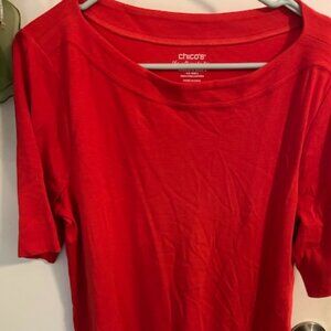 Chico's Boat-neck Short Sleeve Tee